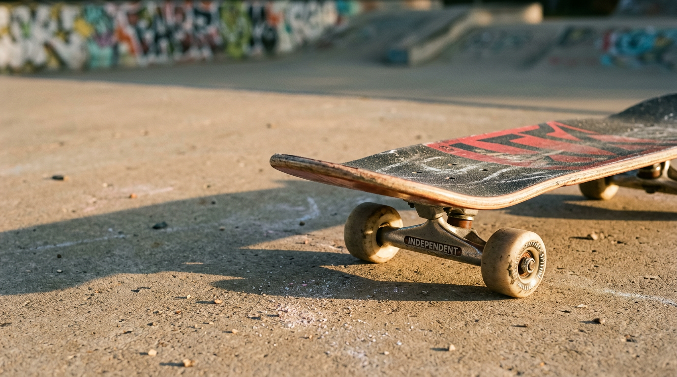 AI-generated brand stock footage — skateboard at a skatepark